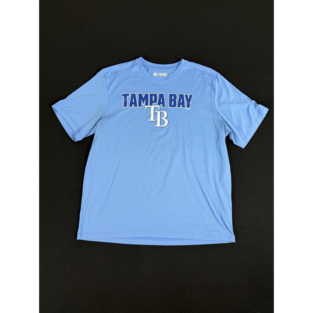 Tampa Bay Rays Men's XL Light Blue Majestic Evolution Tee Cool Base Shirt MLB